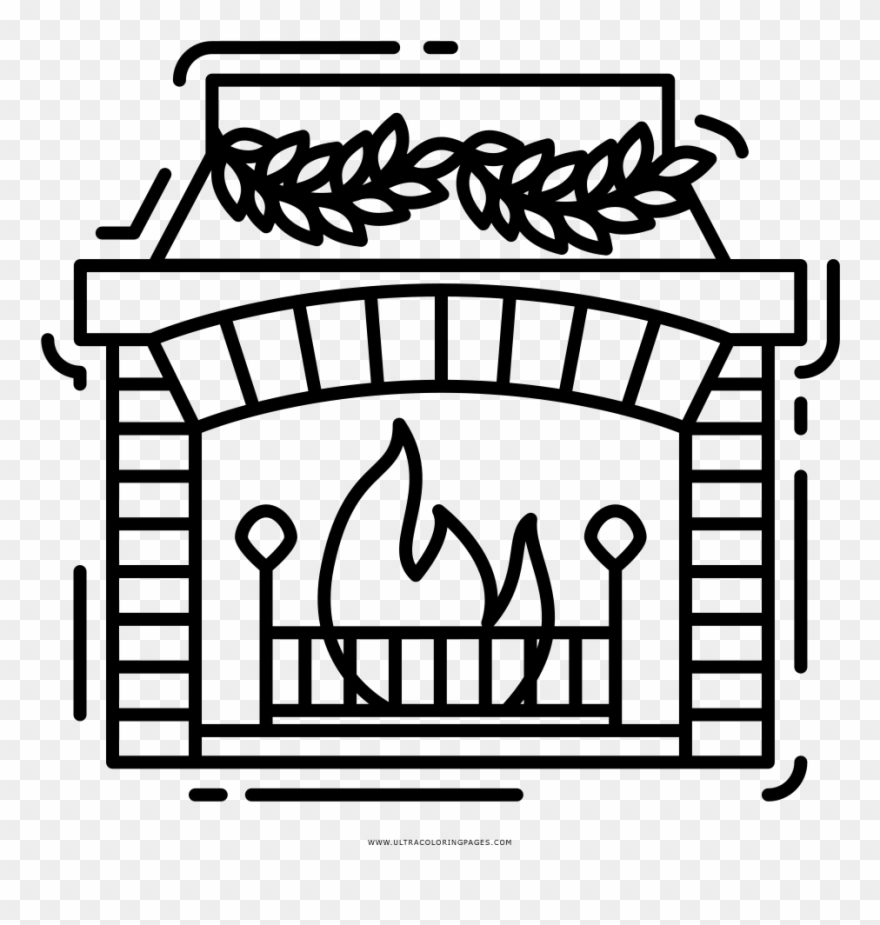 Fireplace Coloring Page - Line Art Masjid Clipart