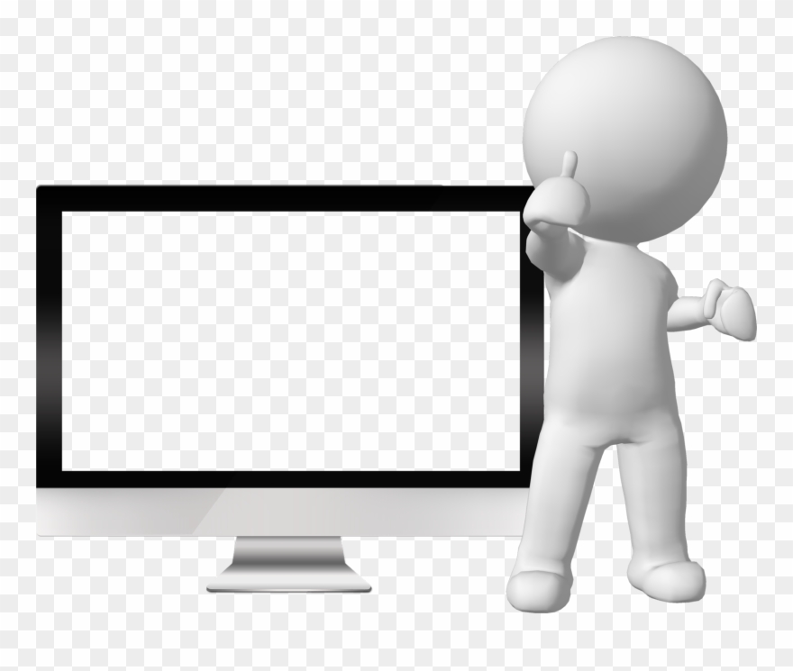 Man With Monitor 03 - 3d Man Computer Png Clipart