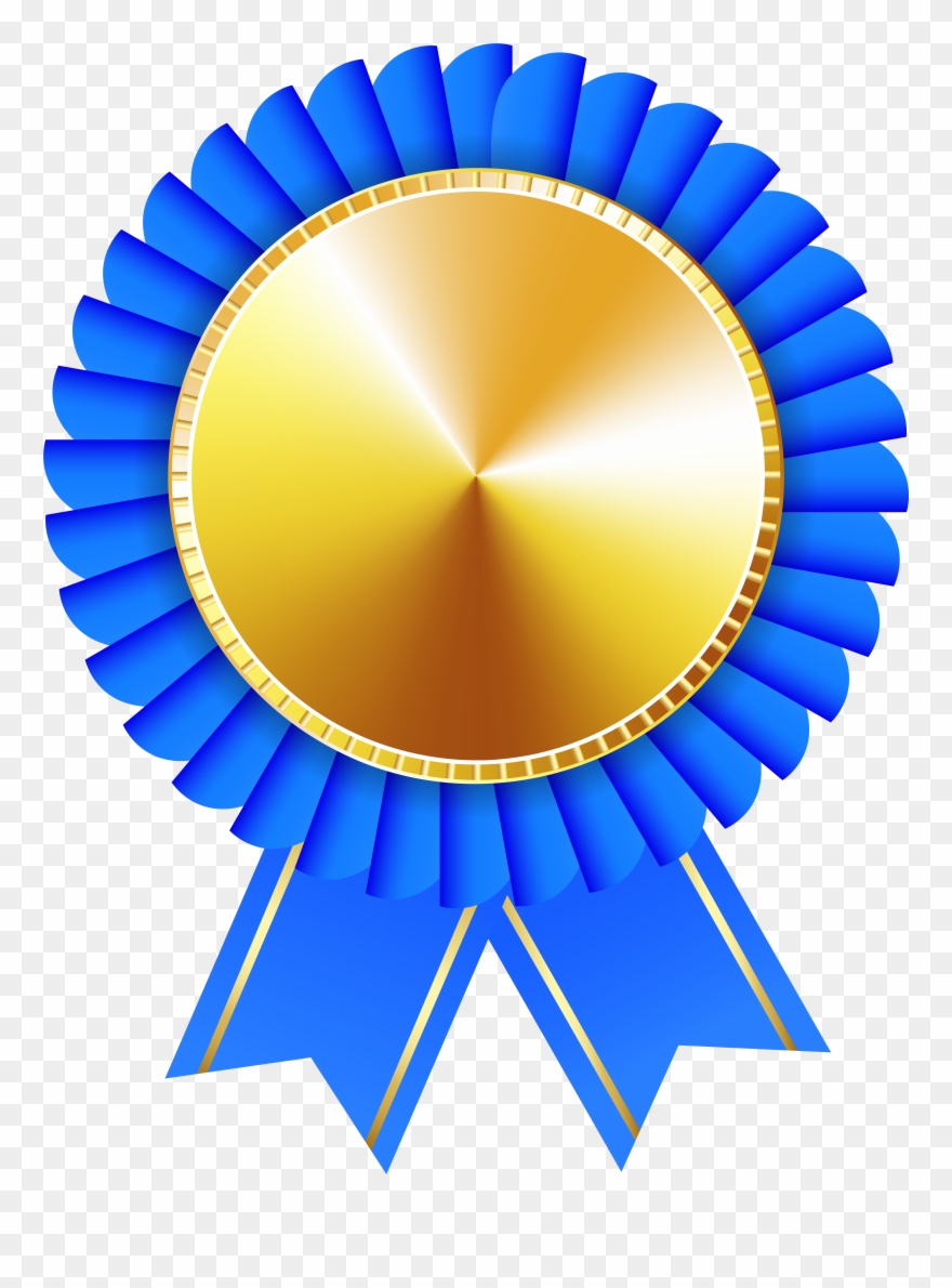 Rosette Ribbon Blue Gold Transparent Image Clipart