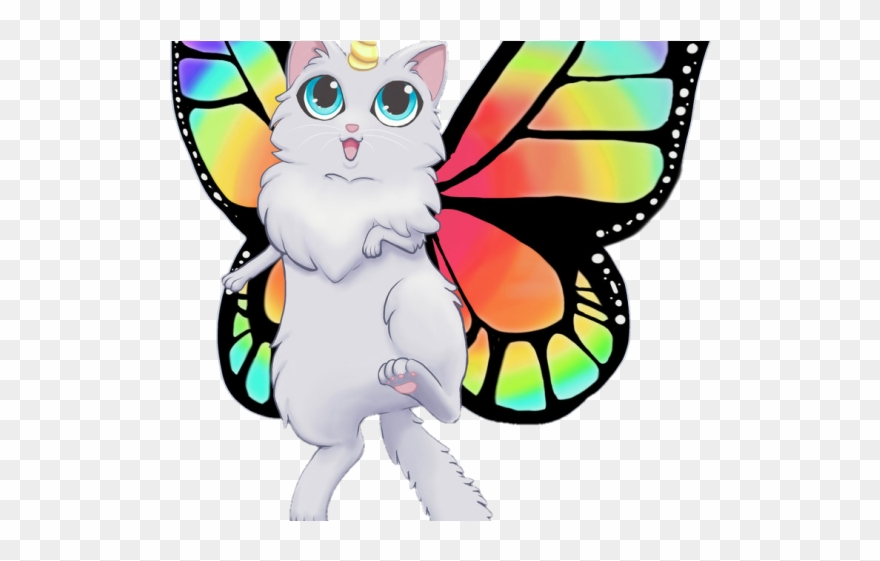 Butterfly Clipart Cat - Unicorn Kitties - Png Download