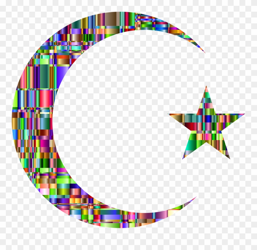 Clipart - Crescent Moon And Star Mosaic - Png Download