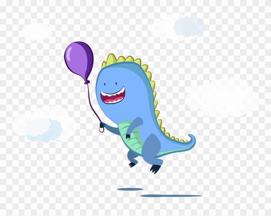 Balloon Fly Dinosaur Euclidean Vector Illustration - Cartoon Clipart
