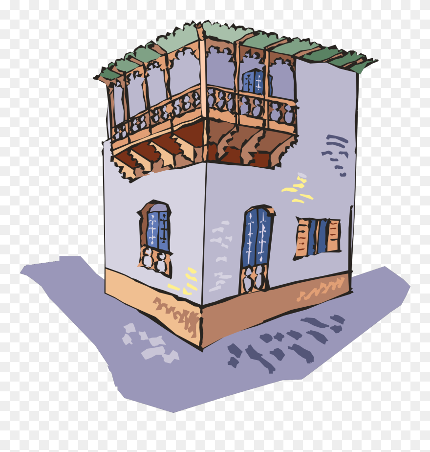 Apartment Building Blue - Building Corner Clip Art - Png Download