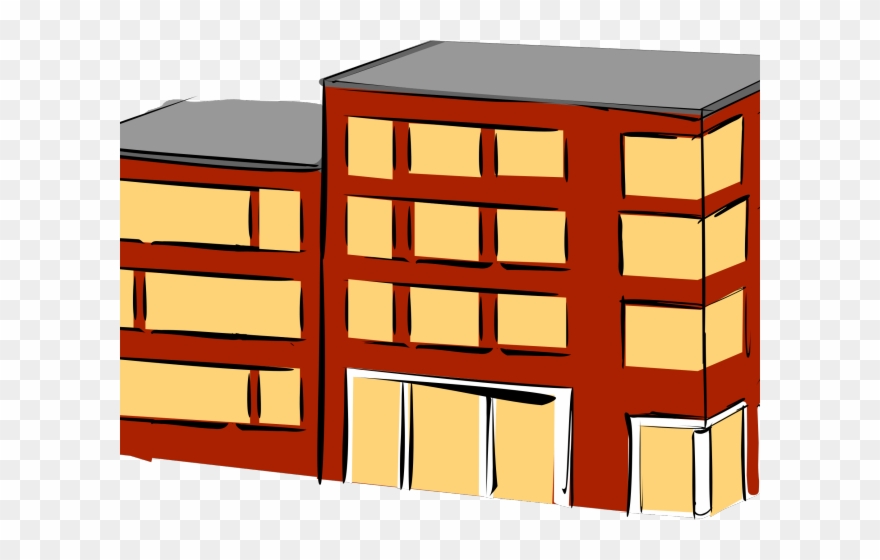 Building Clipart Big Building - Cartoon Block Of Flats - Png Download