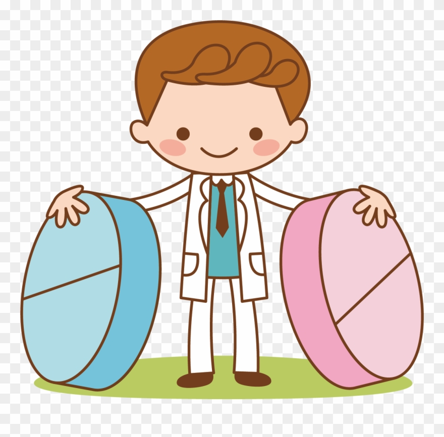 Clip Free Library Illustration Male Doctor Transprent - 吃 藥 卡通 - Png Download