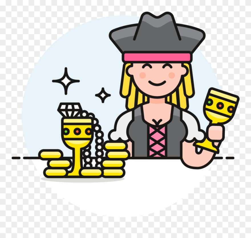 32 Pirate Female Caucasian - Cartoon Clipart