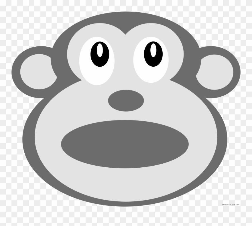 Monkey Head Animal Free Black White Clipart Images - Cartoon - Png Download