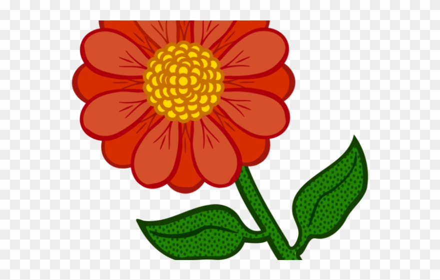 Red Flower Clipart Colored Flower - Zinnia Clipart - Png Download