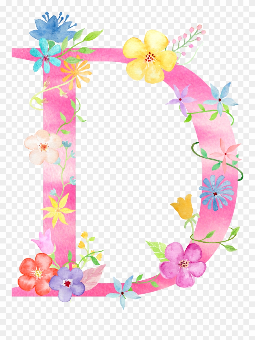 D Watercolor Lettering, Watercolour, Floral Letters, - Circle Clipart