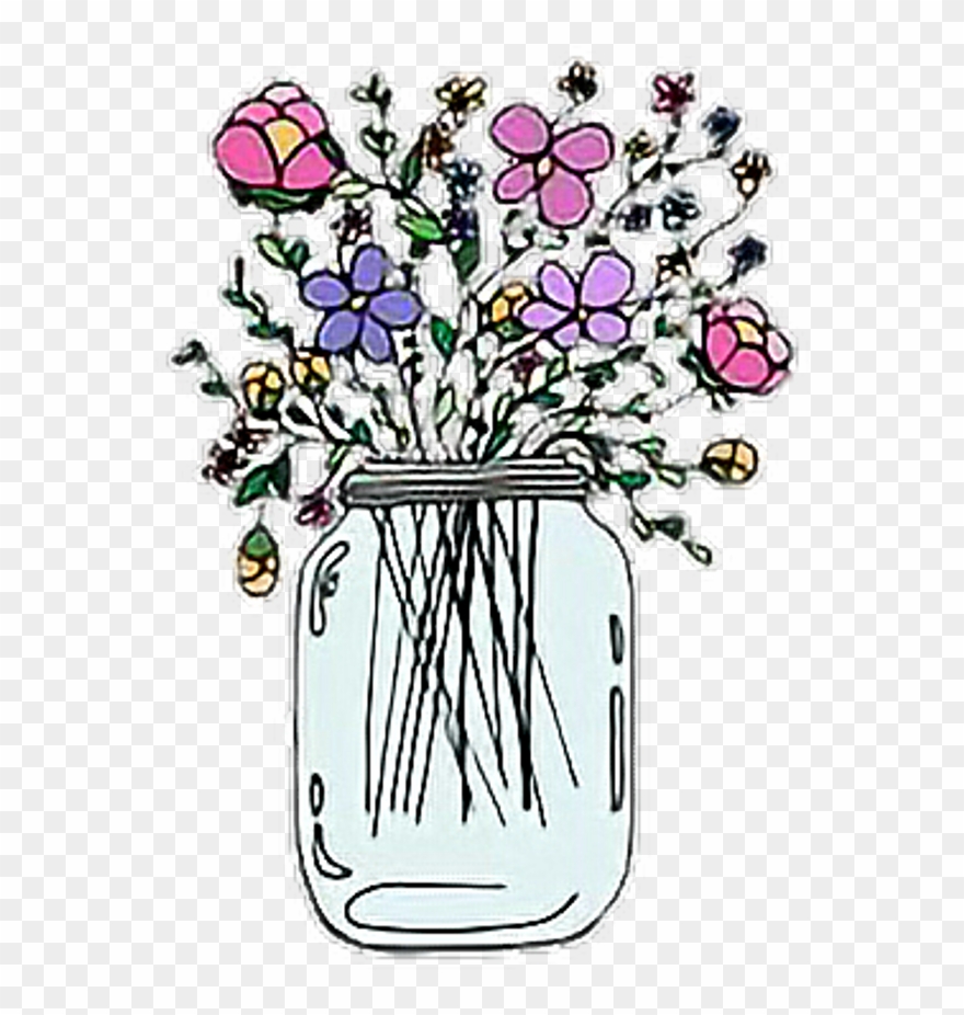 Flowers Tumblr Stickers Sticker - Mason Jar With Flowers Sticker Clipart