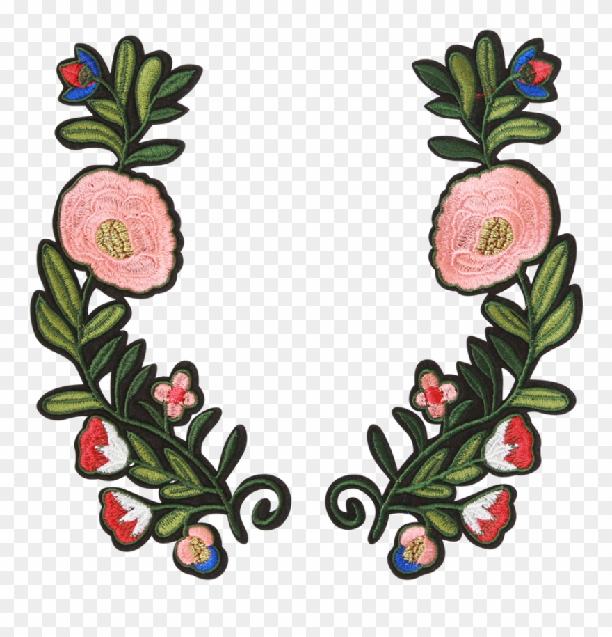 Strygem&230rker 2 Stk Cm Blomsterranker Rosa - Store Strygemærker Til Tøj Clipart