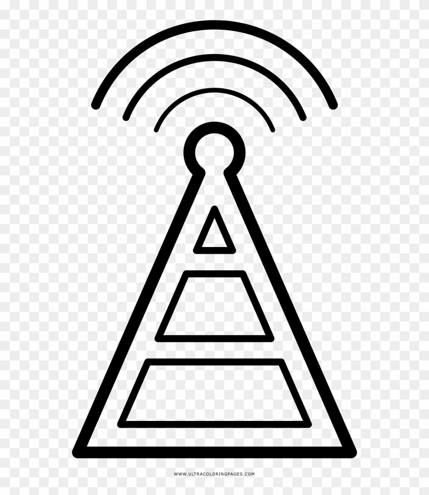 Radio Tower Coloring Page , Png Download - Line Art Clipart