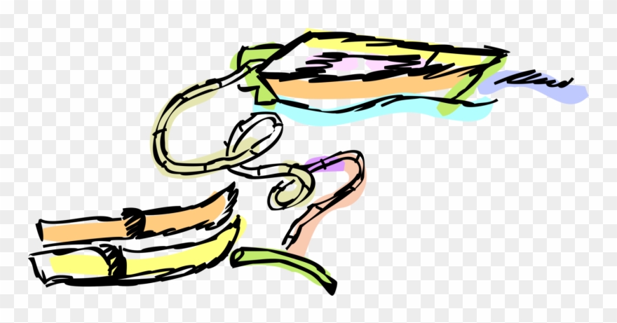 Vector Illustration Of Tow Line And Water Skis With Clipart