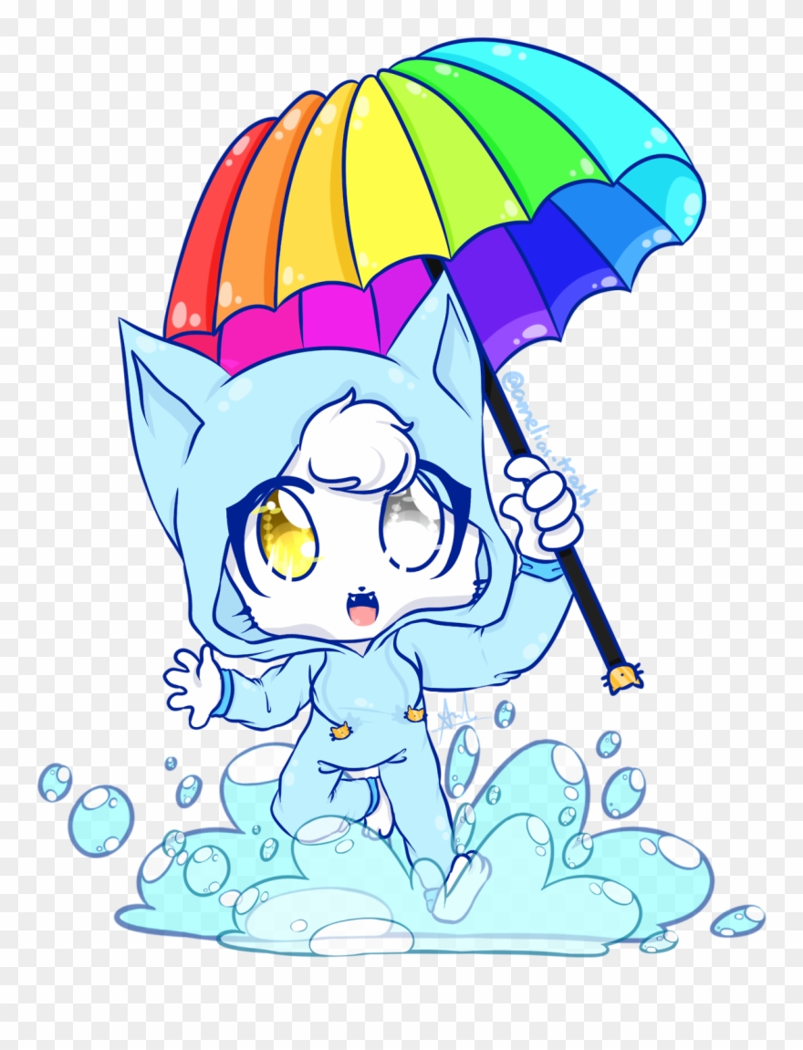 Neko Jumping Into A Puddle Of Water Stick-cat By @nekophy - Cartoon Clipart