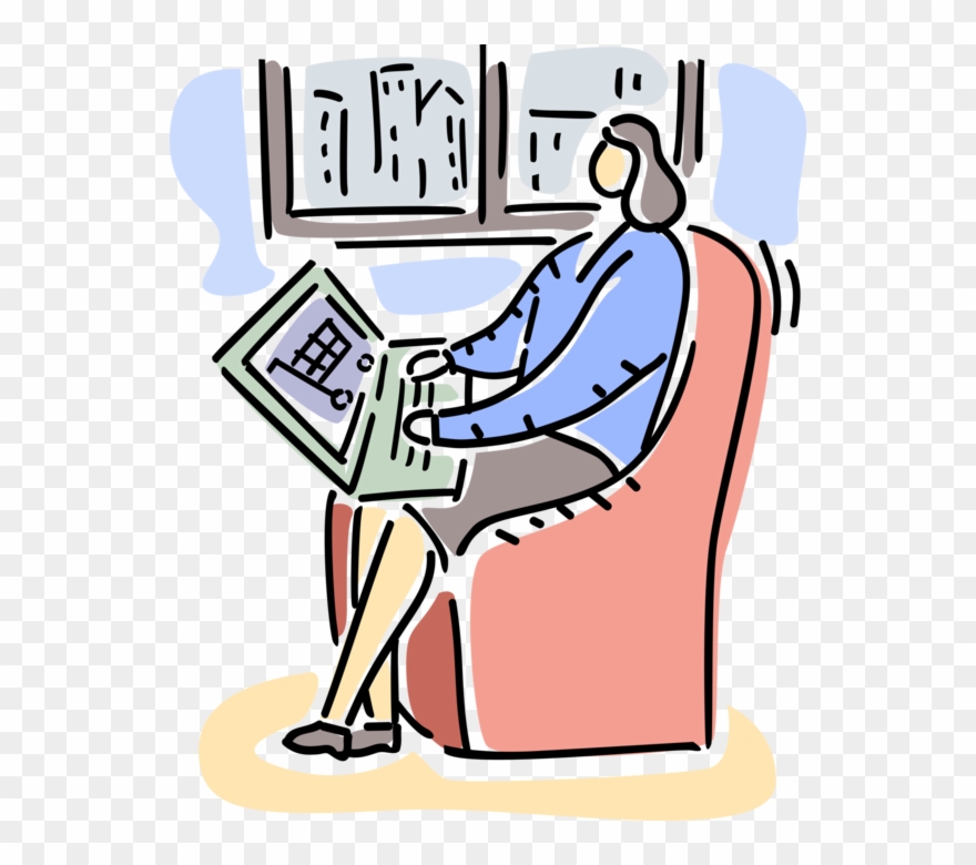 Vector Illustration Of Businesswoman Shops Online From Clipart