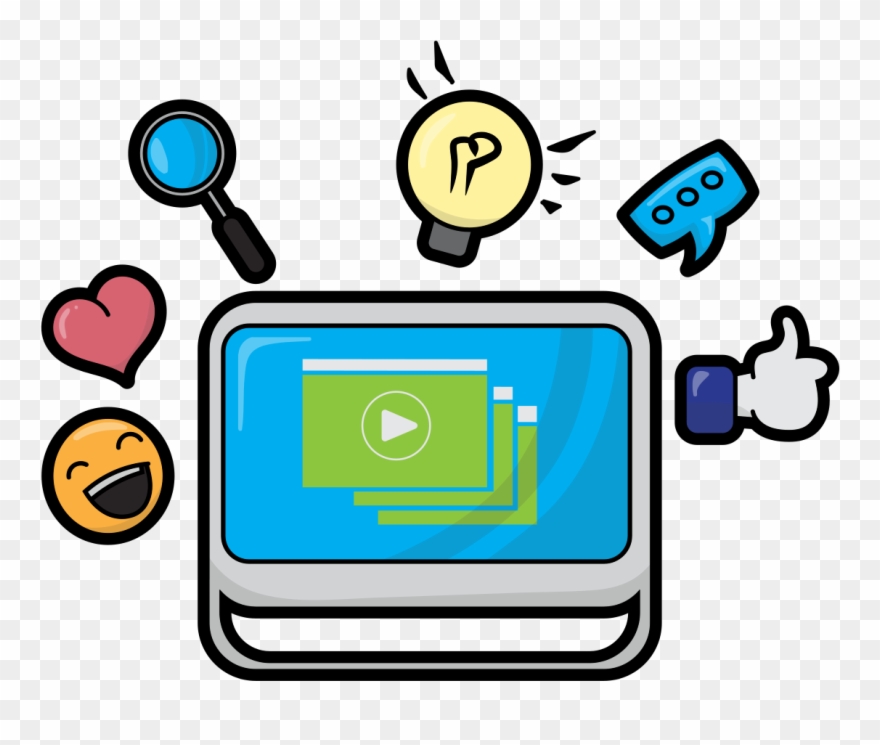Cartoon Computer With Access To Social Media Sites Clipart
