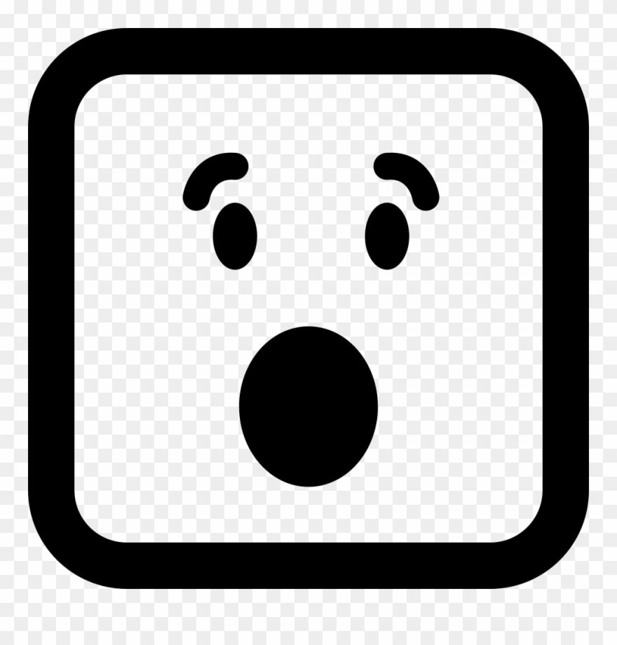 Surprised Emoticon Square Face With Open Eyes And Mouth - Emoticon Clipart