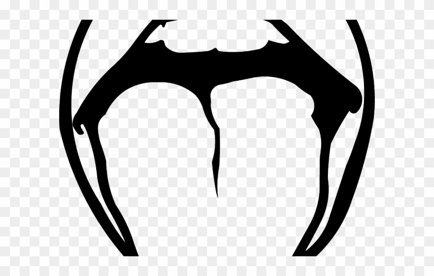 Tongue Clipart Black And White - Mouth With Tongue Out Drawing - Png Download