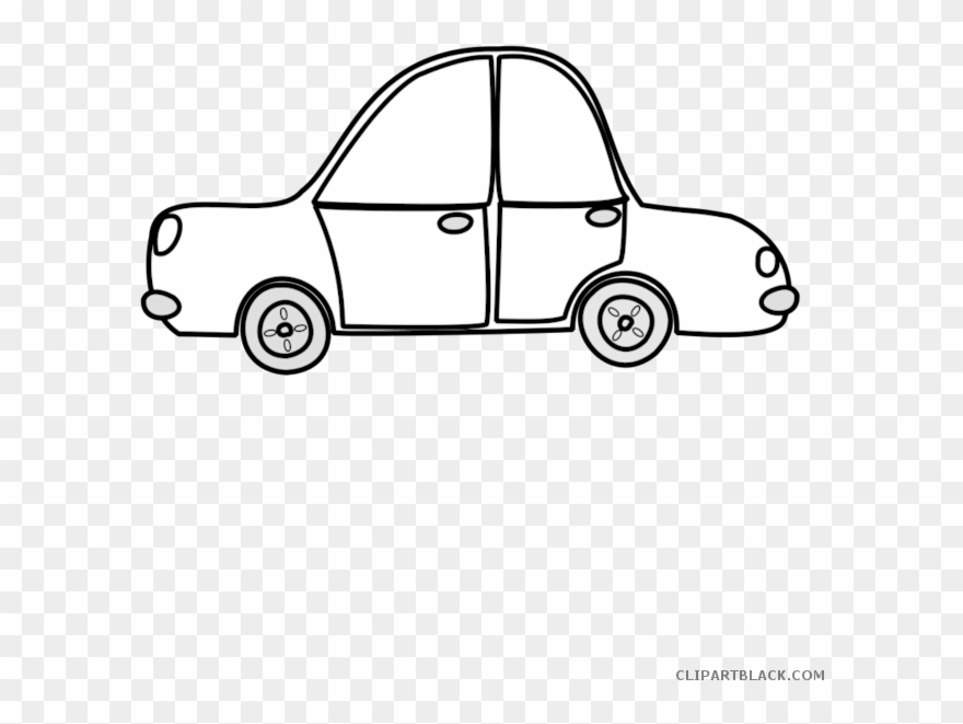 Car Outline Transportation Free Black White Clipart - Clipart Transparent Cartoon Car - Png Download