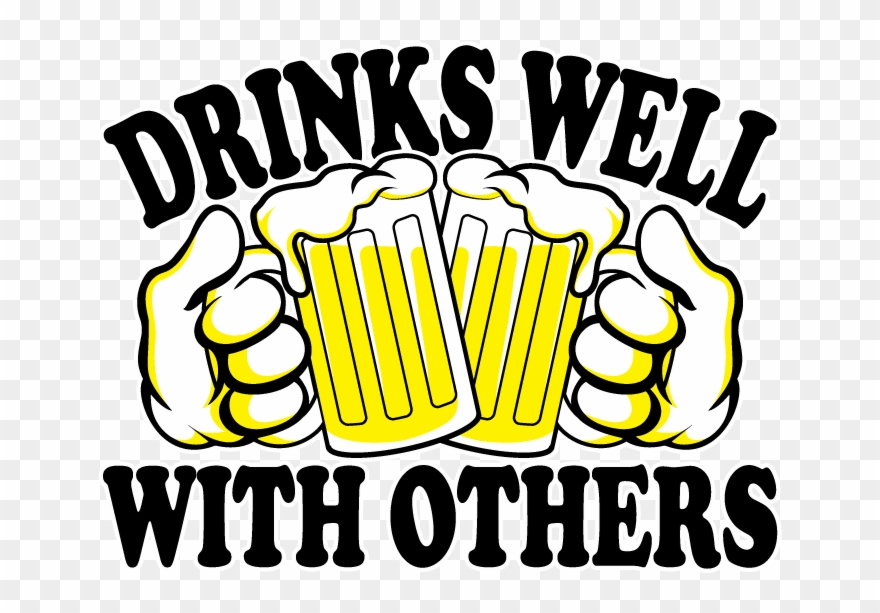 Drinks Well With Others Beer Mugs Cheers Funny Humor - Illustration Clipart
