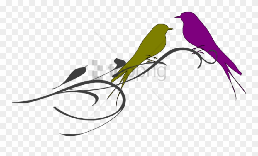 Free Png This Freedesign Of Love Birds On A Branch - Gambar Animasi Burung Kenari Clipart