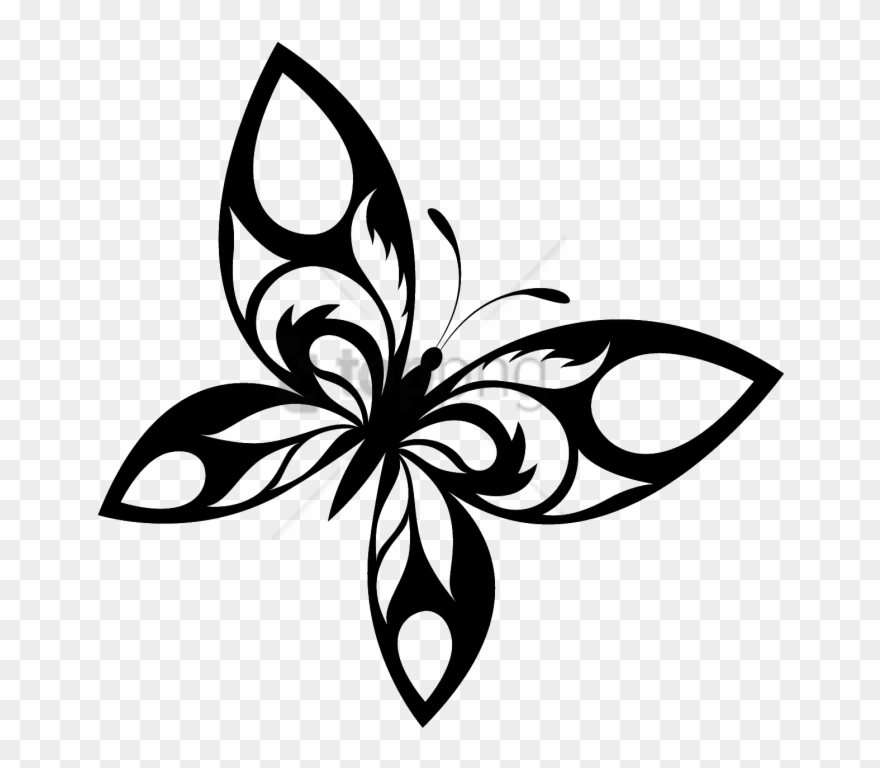 Free Png Flying Butterfly Tattoo Png Image With Transparent - Butterflies Clip Art Black And White