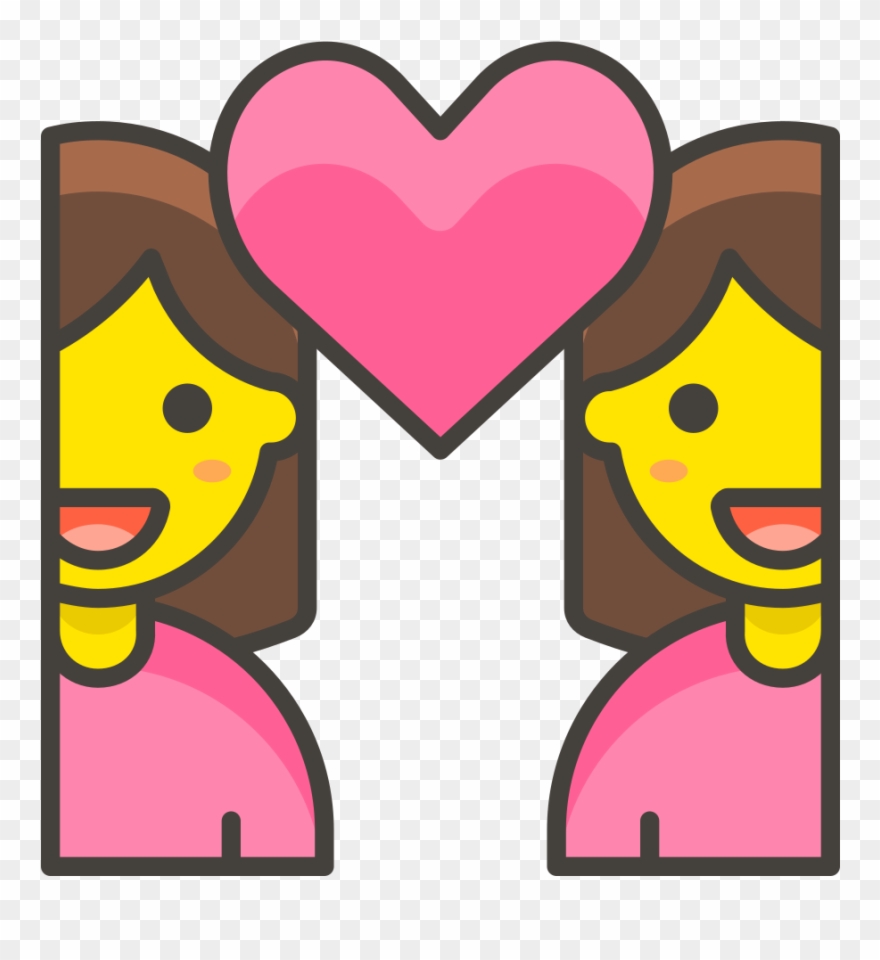 295 Couple With Heart Woman Woman - Icono Corte De Pelo Clipart