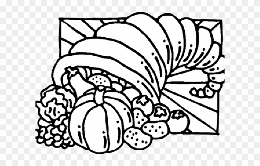 Cornucopia Clipart Bountiful - Thanksgiving Coloring Pages For Kids - Png Download