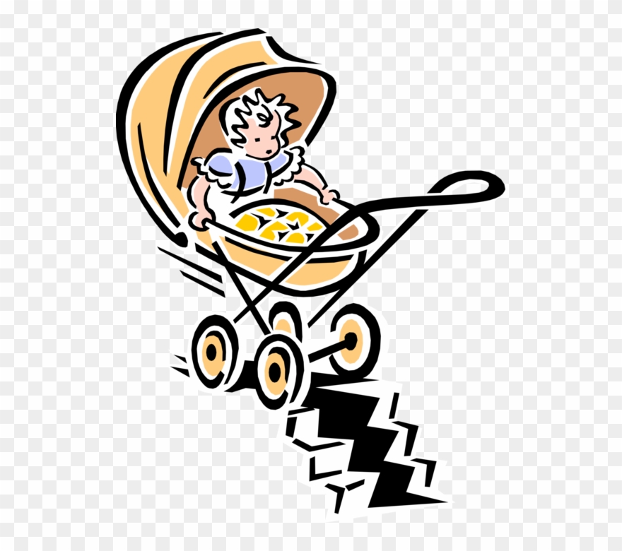 Vector Illustration Of 1950's Vintage Style Child Stroller Clipart