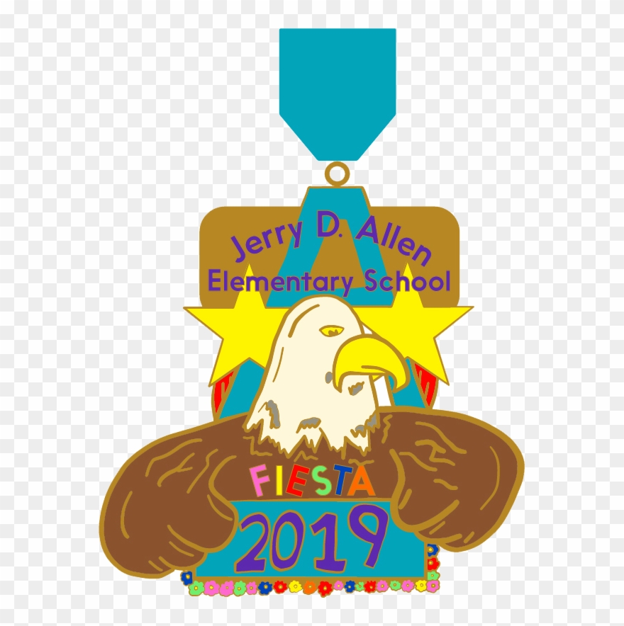 Allen Fiesta Medal With Eagle Mascot And Stars Clipart
