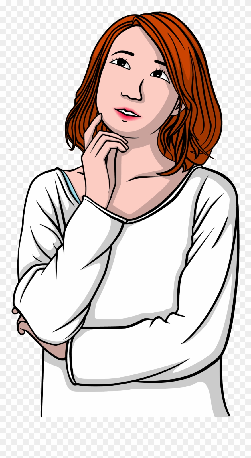 Woman Thought Girl Clip Art - Thinking Girl Clip Art - Png Download