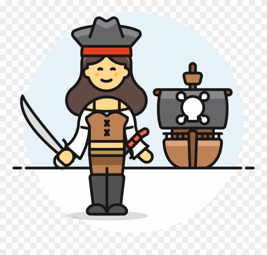 18 Pirate Female Asian - Cartoon Clipart