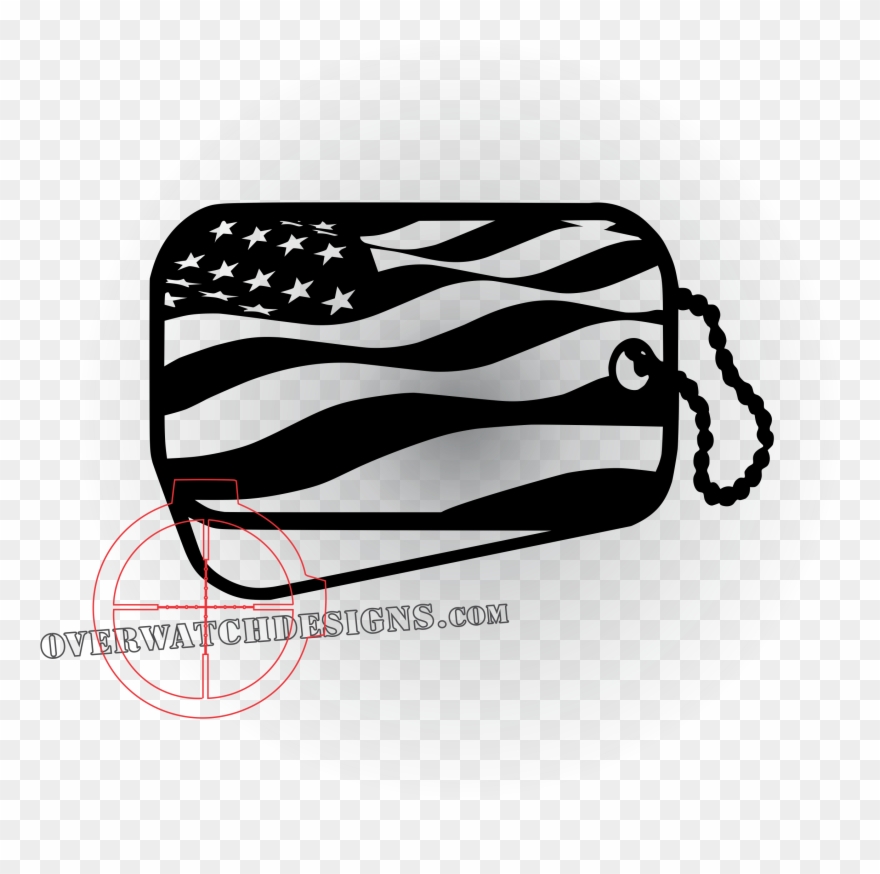 Waving American Flag Dogtag - Handbag Clipart