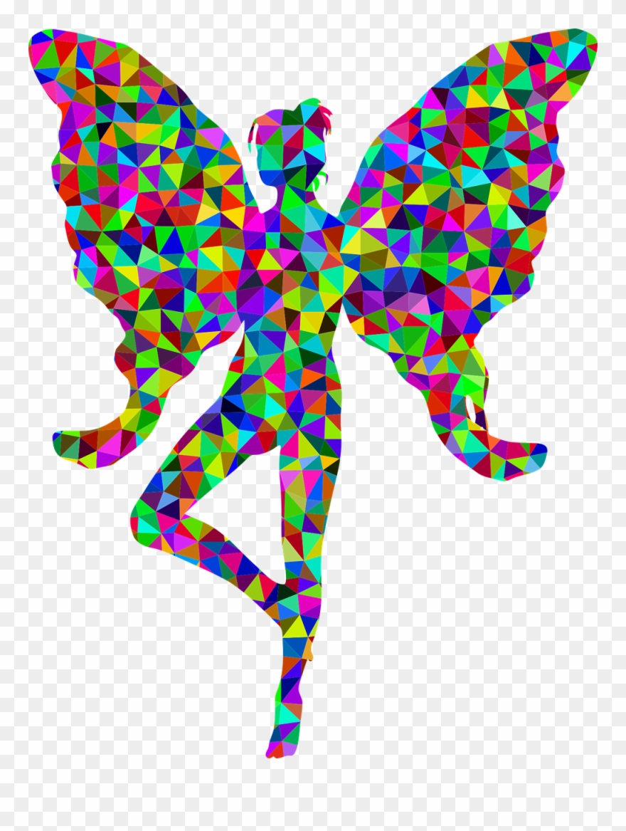 Colorful Prismatic Chromatic - Fairy Wings Silhouette Clipart