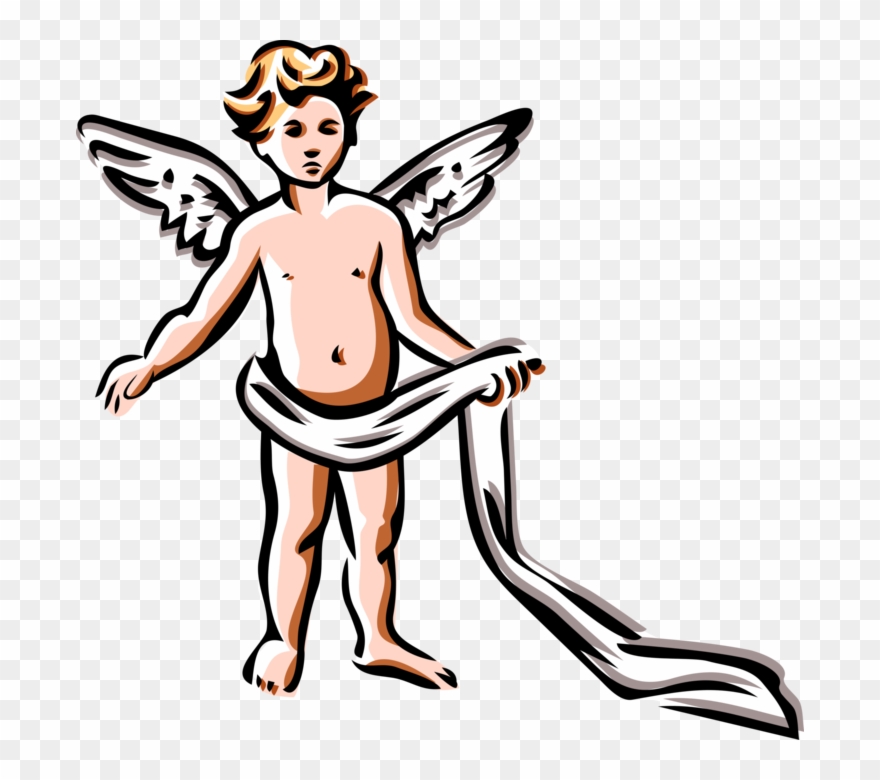 Vector Illustration Of Child Spiritual Angel With Wings Clipart