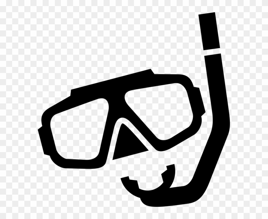 Scuba Diver Clipart Equipment - Snorkeling Clipart Black And White - Png Download