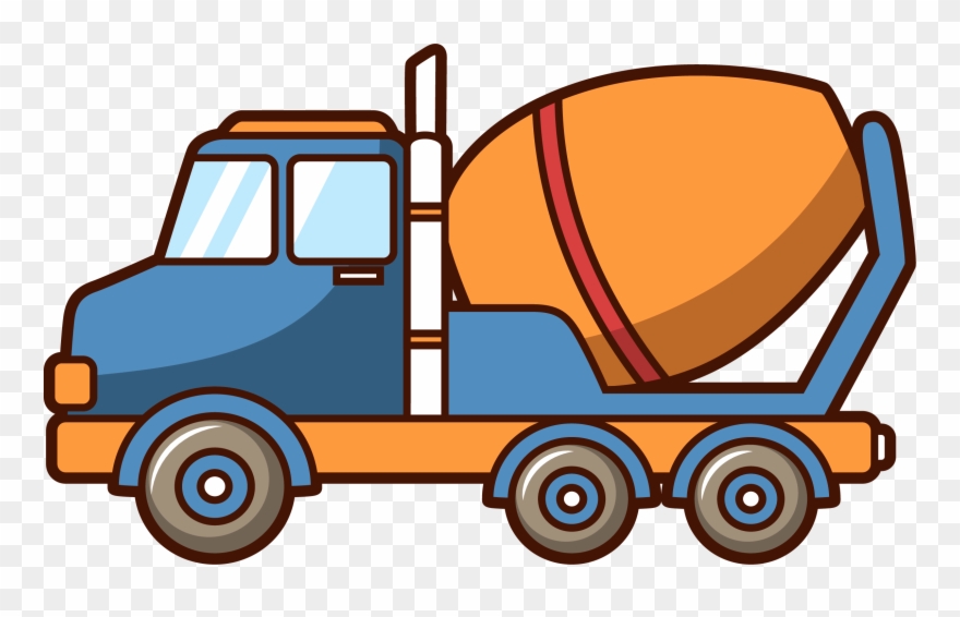 Car Concrete Mixer Truck Architectural Engineering - Cartoon Cement Mixer Truck Clipart