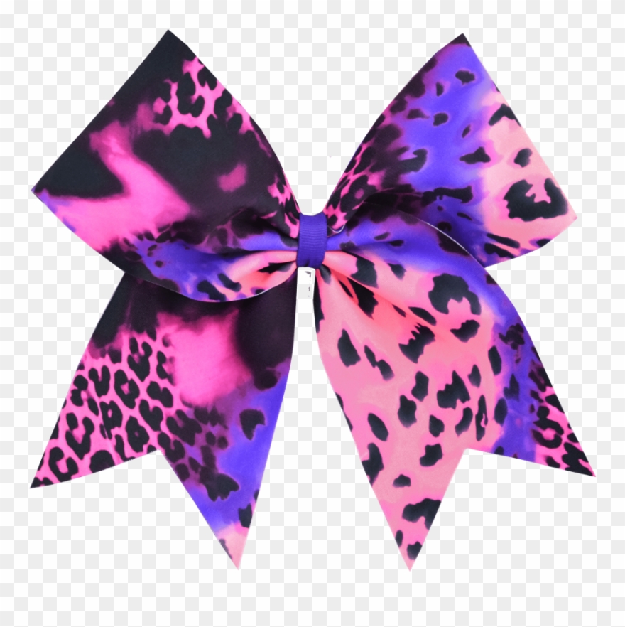 Neon Leopard I Love Cheer® Hair Bow - Butterfly Clipart