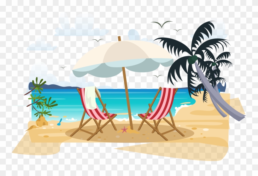 Beach Euclidean Vector Deckchair - Beach Vector Hd Png Clipart