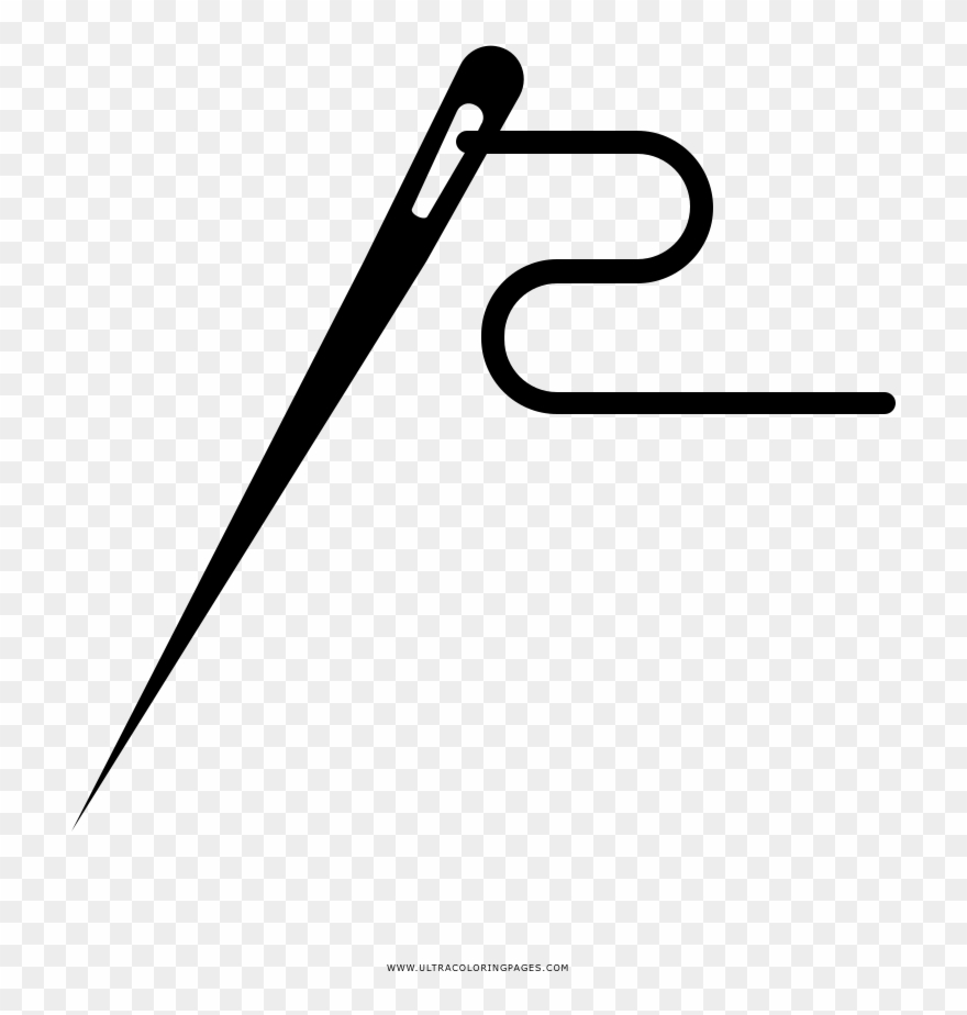 Sewing Needle Coloring Page - Calligraphy Clipart