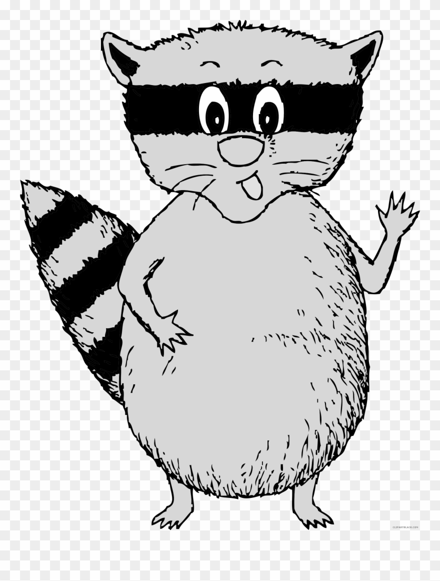 Racoon Clipart Animal Head - Cartoon Raccoon Waving - Png Download