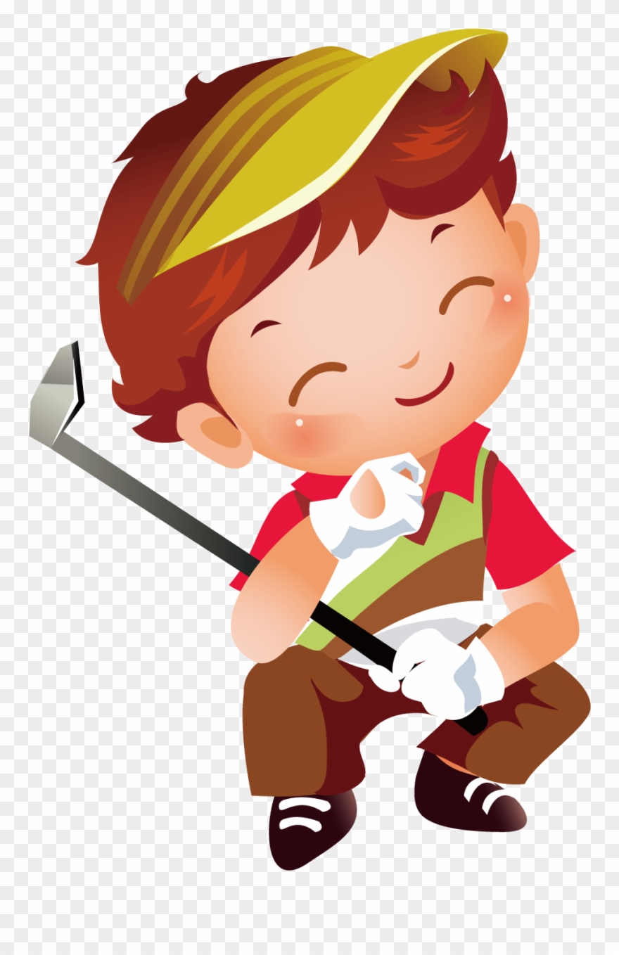 Golf Icon Playing Transprent Png Free Download Ⓒ - Boy And Girl Golf Cartoon Clipart