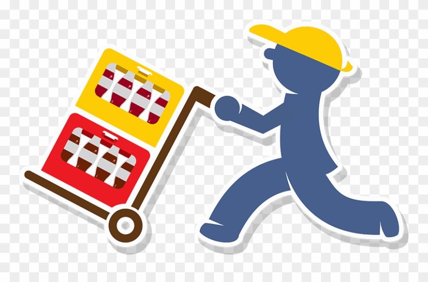 Bob Mit Handkarre - Getränke Lieferservice Clipart