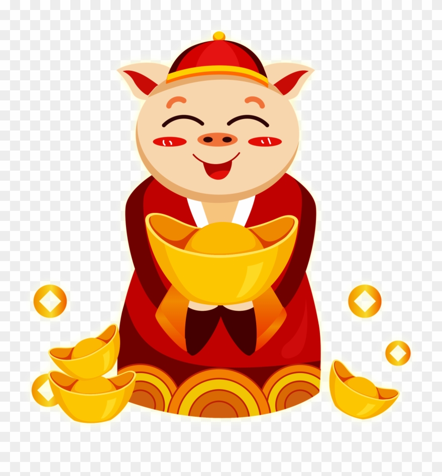 Année Du Cochon Lingot Élément De Conception Dessiné - หมู ทอง การ์ตูน Clipart