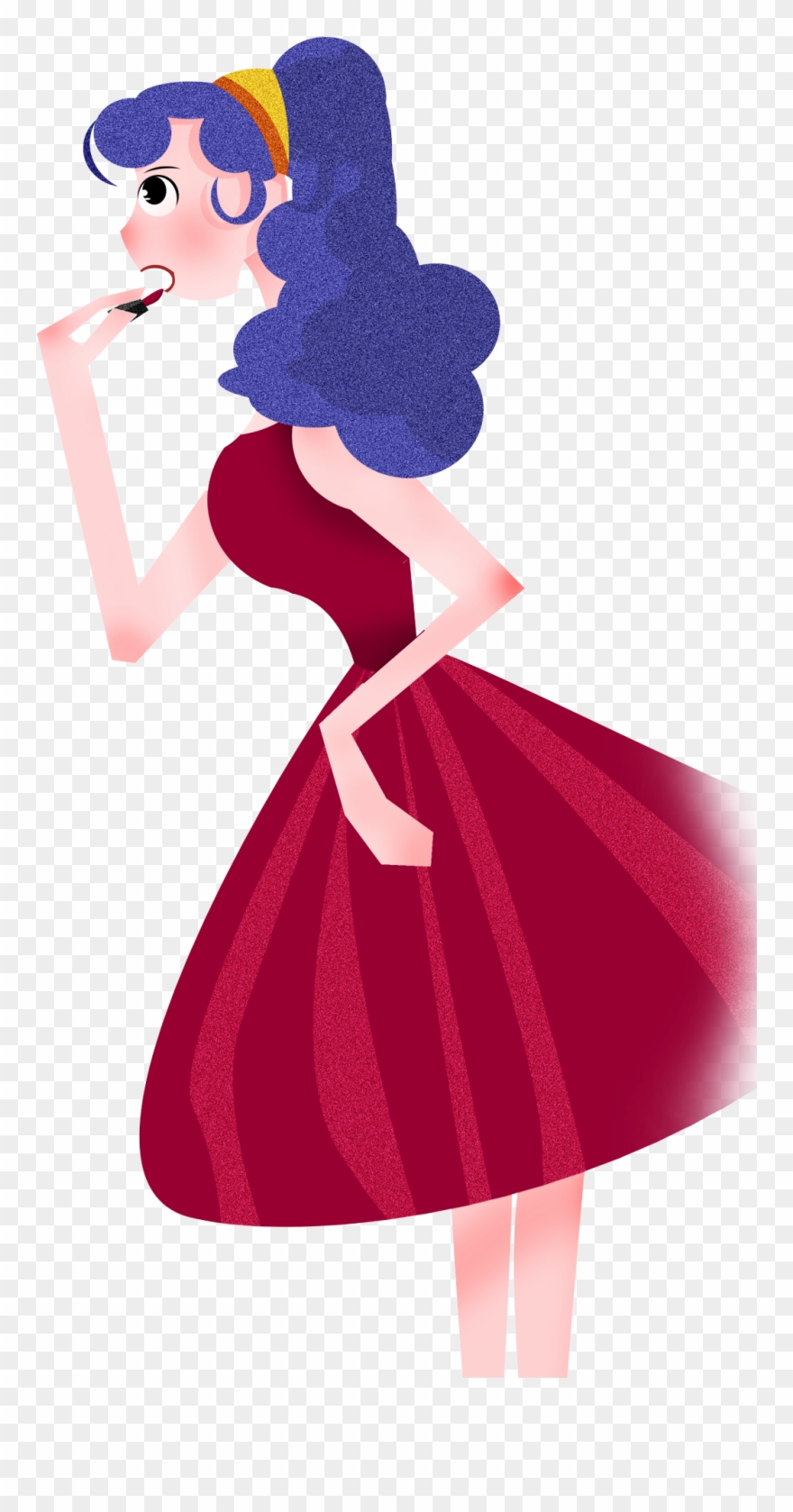 Dessin Animé Main Dessinée Simple Maquillage Png Et - Lipstick Clipart