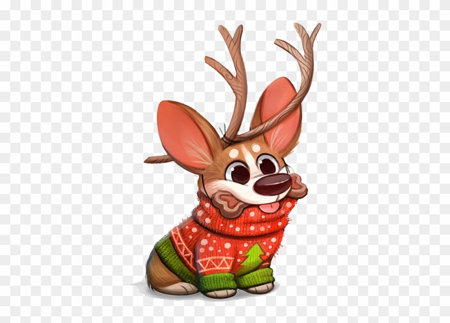 Cartoon Corgi Christmas Clipart