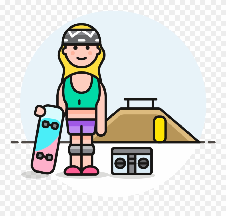 21 Boombox Female Caucasian - Cartoon Clipart