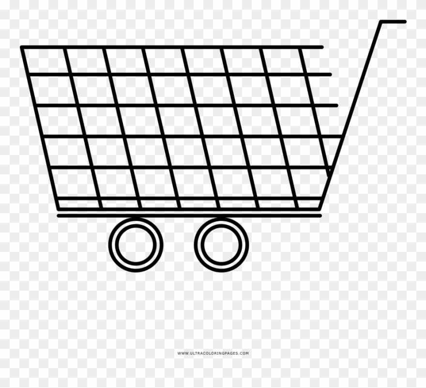 Shopping Cart Coloring Page - Line Art Clipart