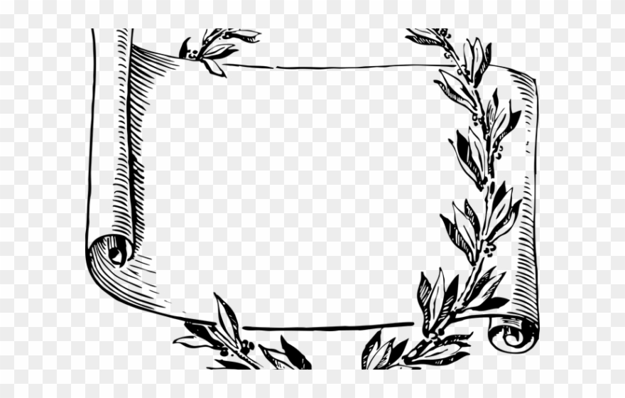 Scroll Clipart Flower - Black And White Scroll - Png Download
