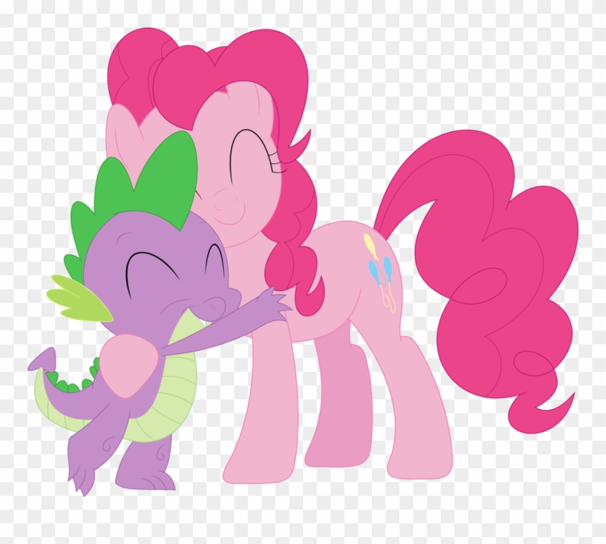 Spike Gets A Hug From The Most - Mlp Mane 6 And Spike Cuddle Clipart